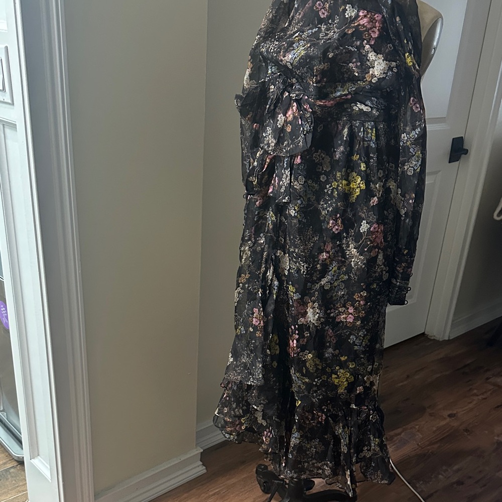 Cinq à Sept Black Floral Ruffle Maxi Dress - Picture 5 of 14